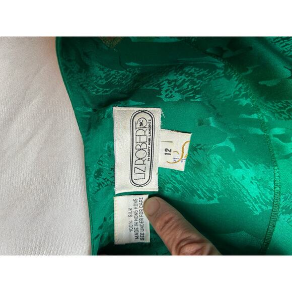 Vintage Women's Green 100% Silk double breasted 2 Piece Set skirt/jacket Sz 12 - Picture 13 of 16